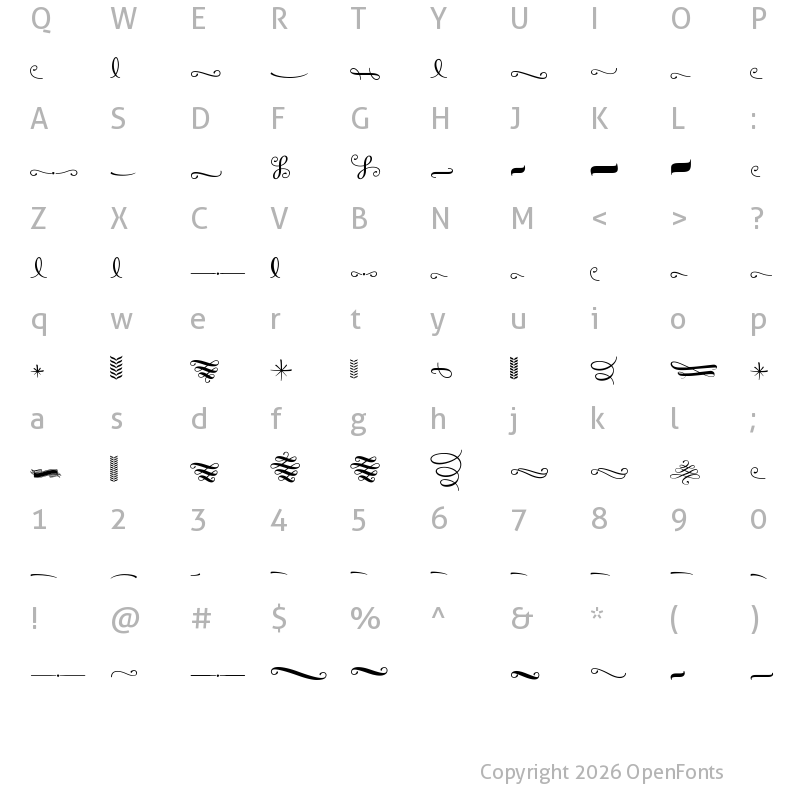 Character Map of Catsy W05 Ornaments Regular