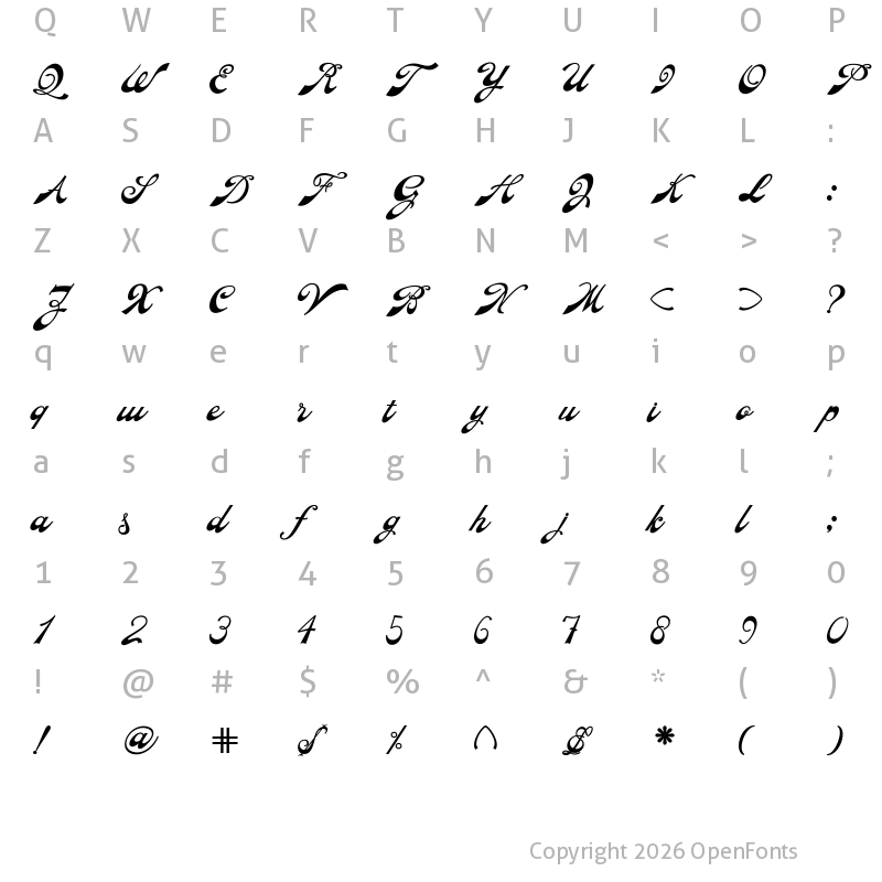 Character Map of Cattleya Regular