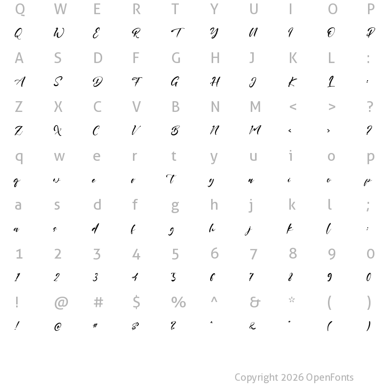 Character Map of Catty Hall Regular
