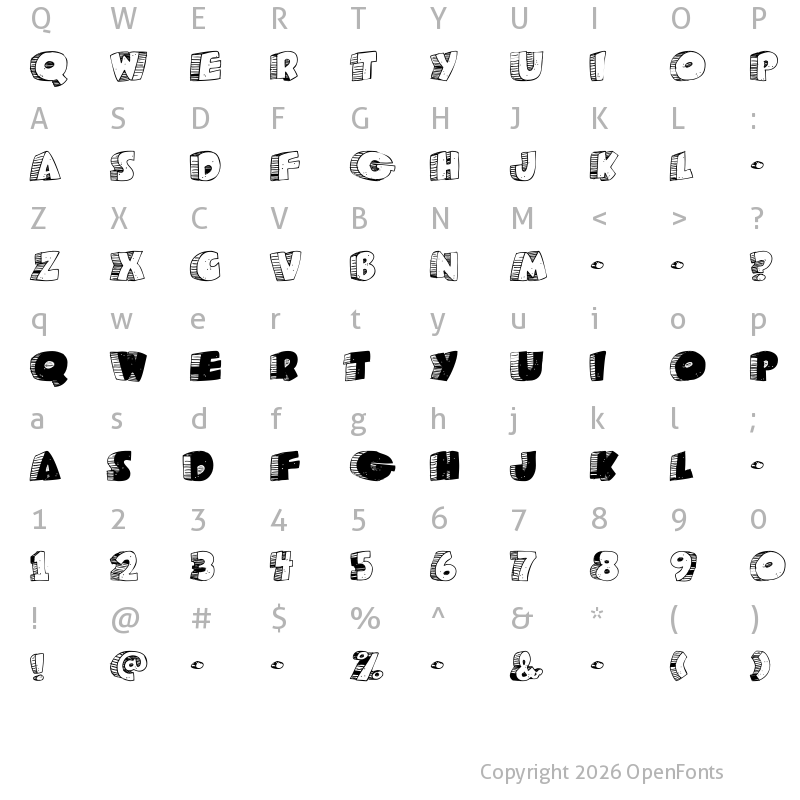 Character Map of Caveman Regular