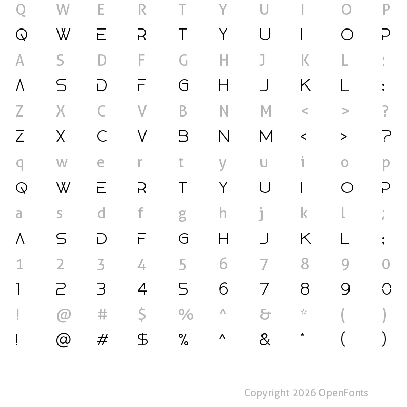 Character Map of Caxo Regular