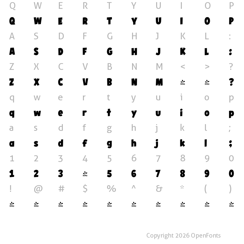 Character Map of CCHeroSandwichPro Heavy Regular
