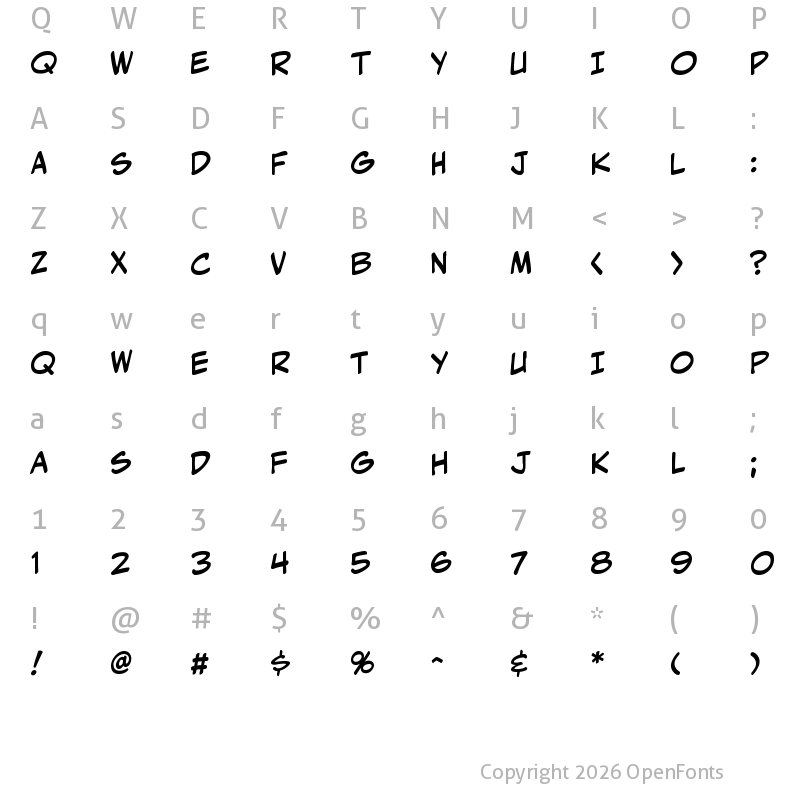 Character Map of CCMightyMouth Regular