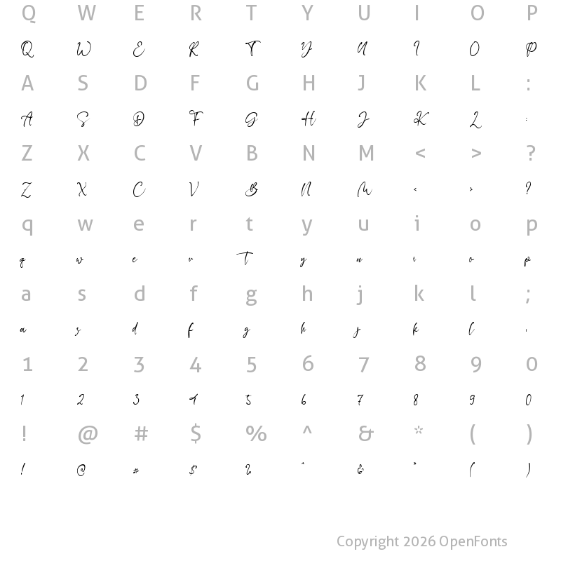 Character Map of Cecillia Regular