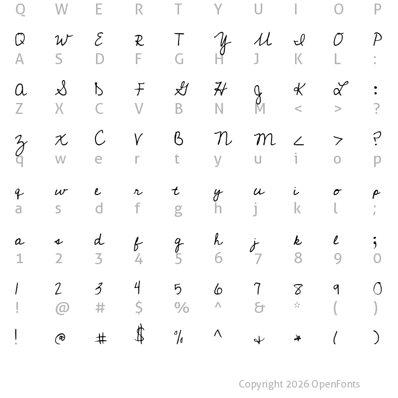 Character Map of Cedarville Pnkfun1 Cursive Regular