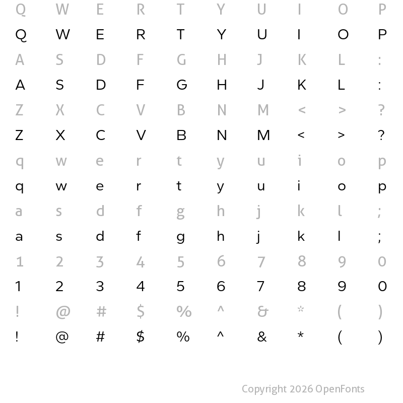 Character Map of Cedora Regular