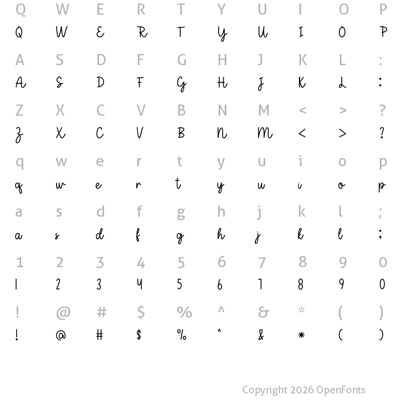 Character Map of Celebrate Regular