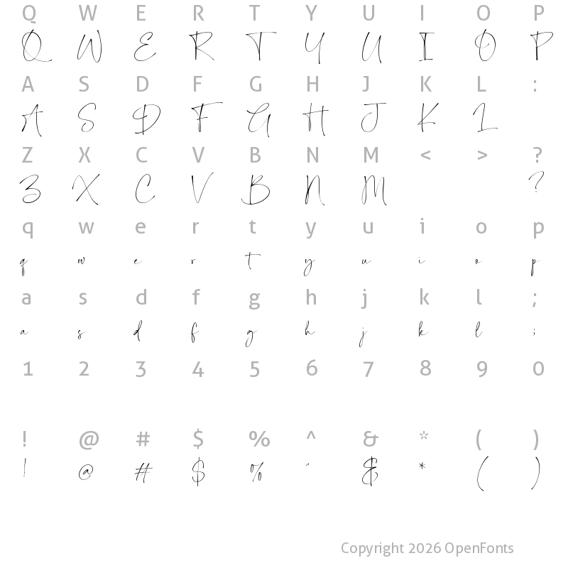 Character Map of Celestine Regular