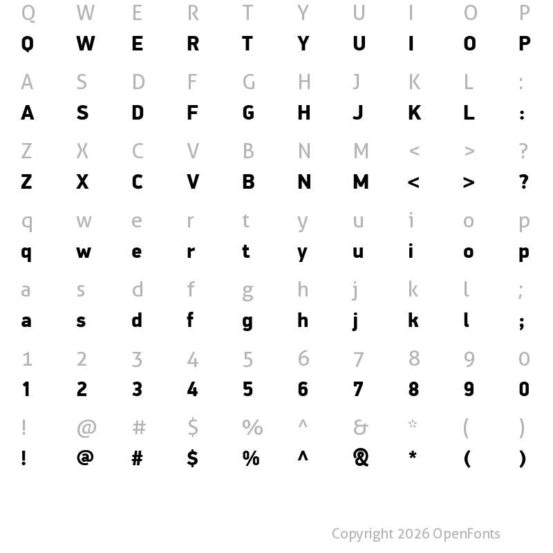 Character Map of Celik D-Display Pro Black Black