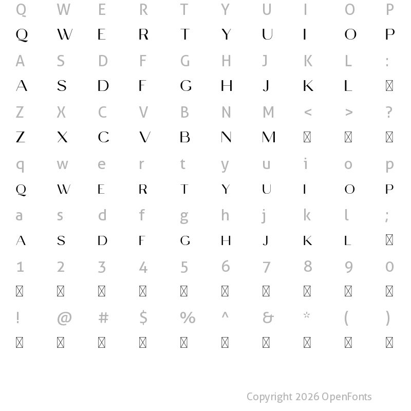 Character Map of Celine Peach Free Sans