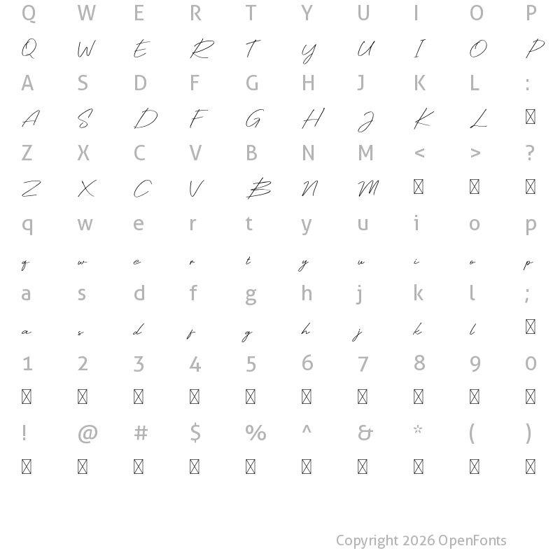 Character Map of Celine Peach Free Script