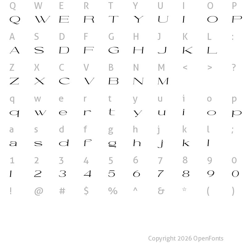 Character Map of Cellofy Extra Expanded Italic
