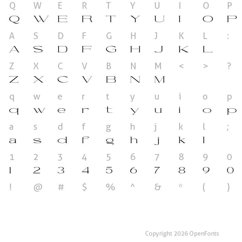 Character Map of Cellofy Light Extra Expanded