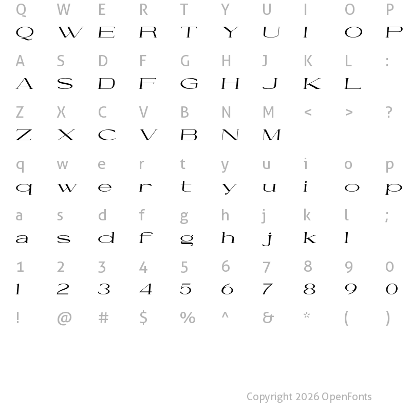 Character Map of Cellofy Medium Extra Expanded Italic