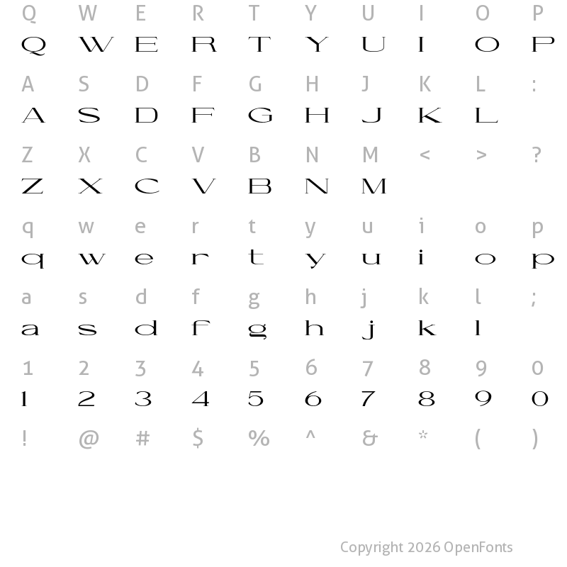 Character Map of Cellofy Semi Bold Extra Expanded