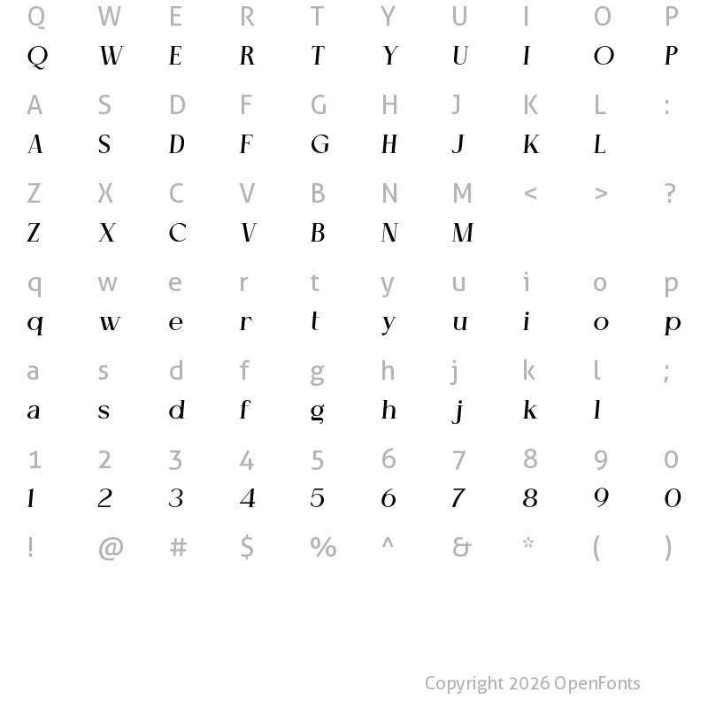 Character Map of Cellofy Semi Bold Italic