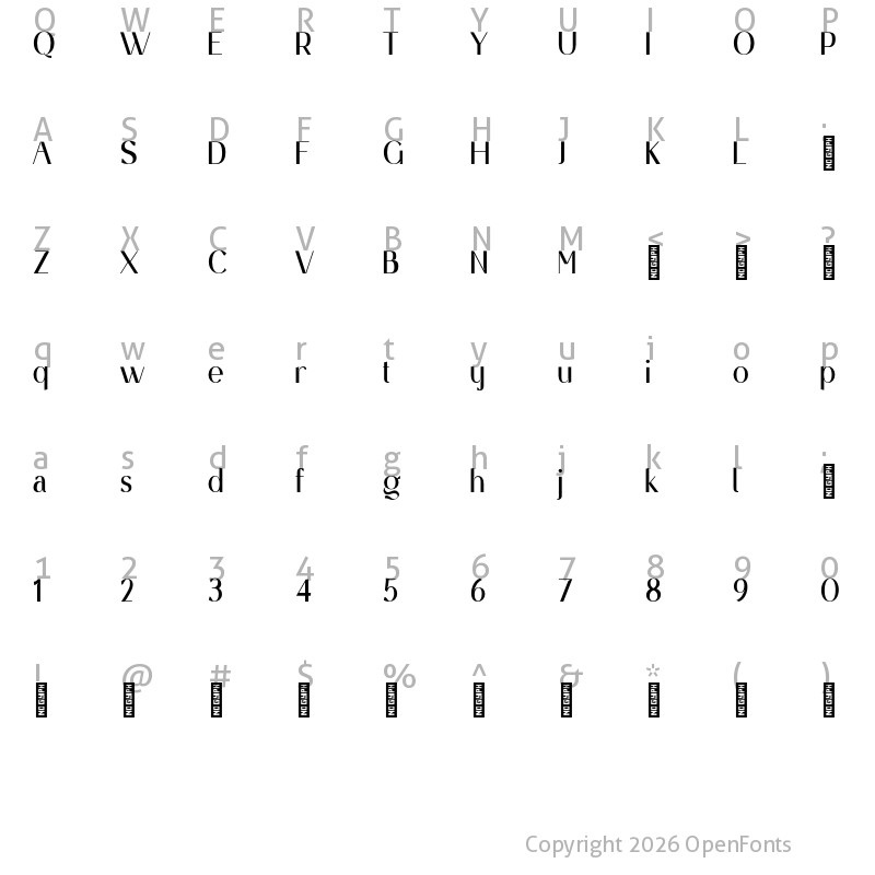 Character Map of Cendranis Personal Use Regular