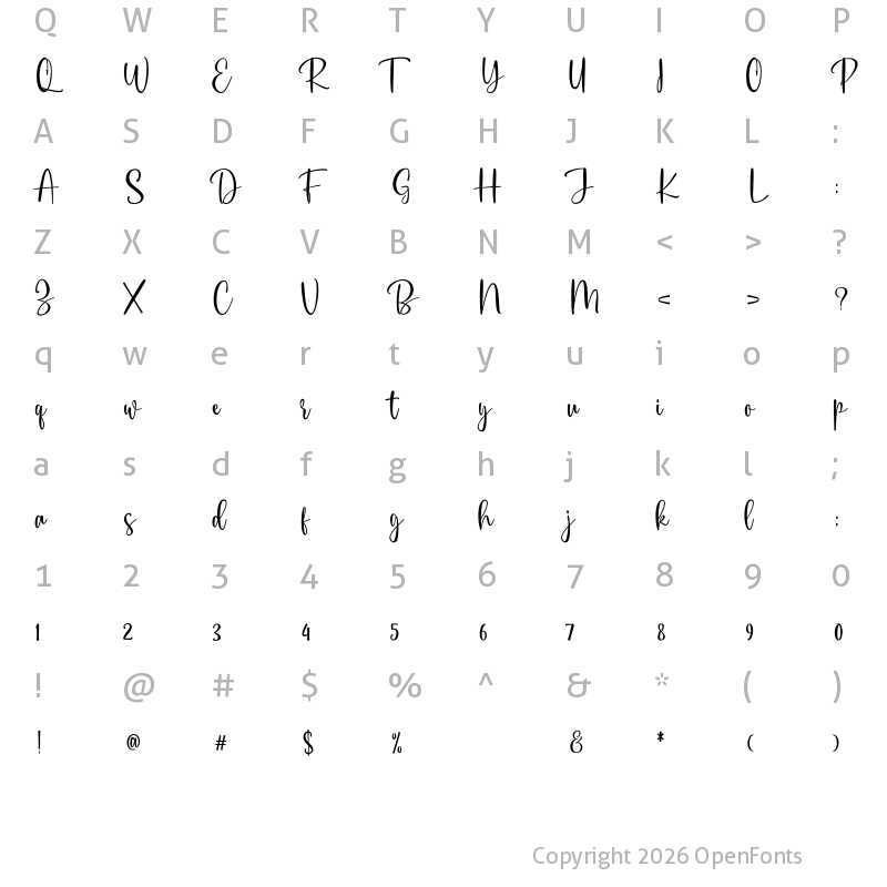 Character Map of Centhana Regular