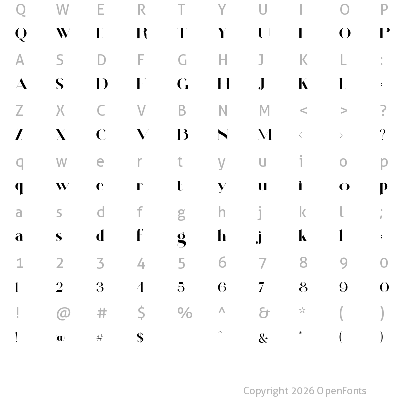 Character Map of Cerelina Regular