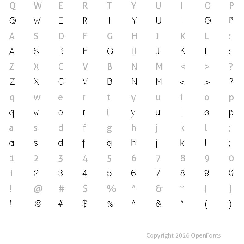 Character Map of Cero Medium