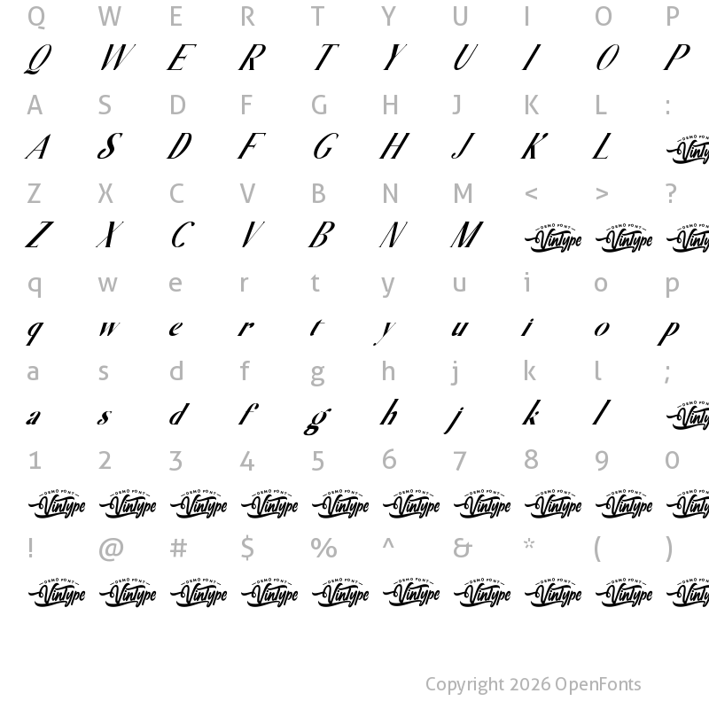Character Map of Cerolinedion Demo Regular