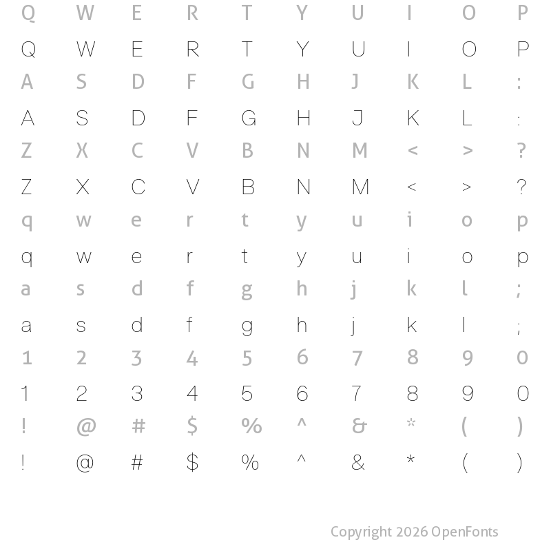 Character Map of Certia Thin