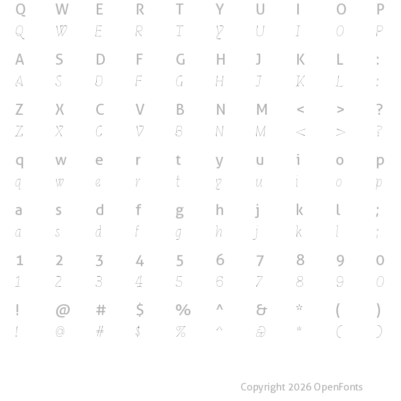 Character Map of Cerulya CF Bold Italic