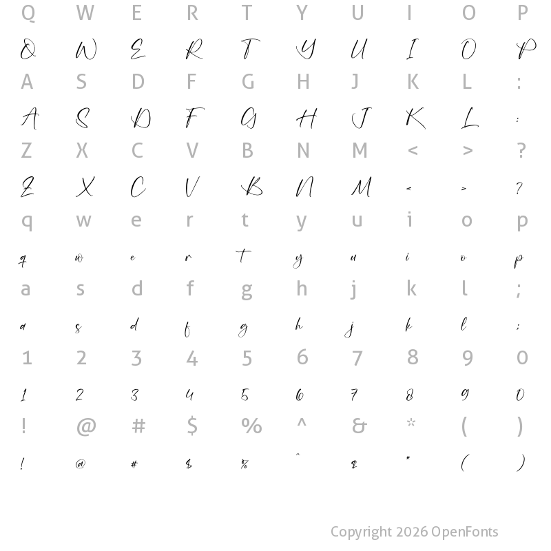 Character Map of Cestany Regular