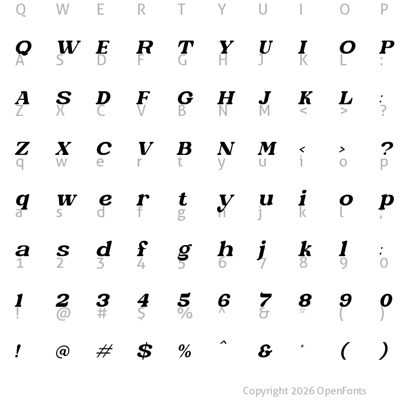 Character Map of Cetlha Italic