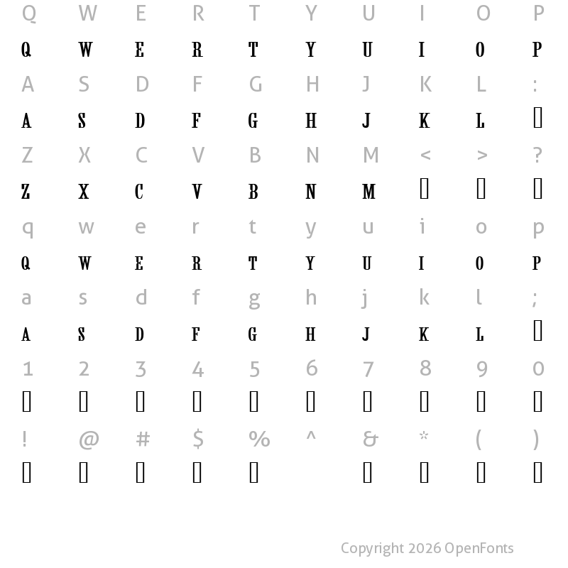 Character Map of CF Fashion Regular