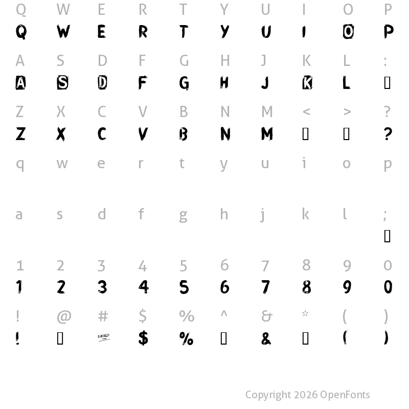 Character Map of CF Punk Songwriter Rough PERSO Regular
