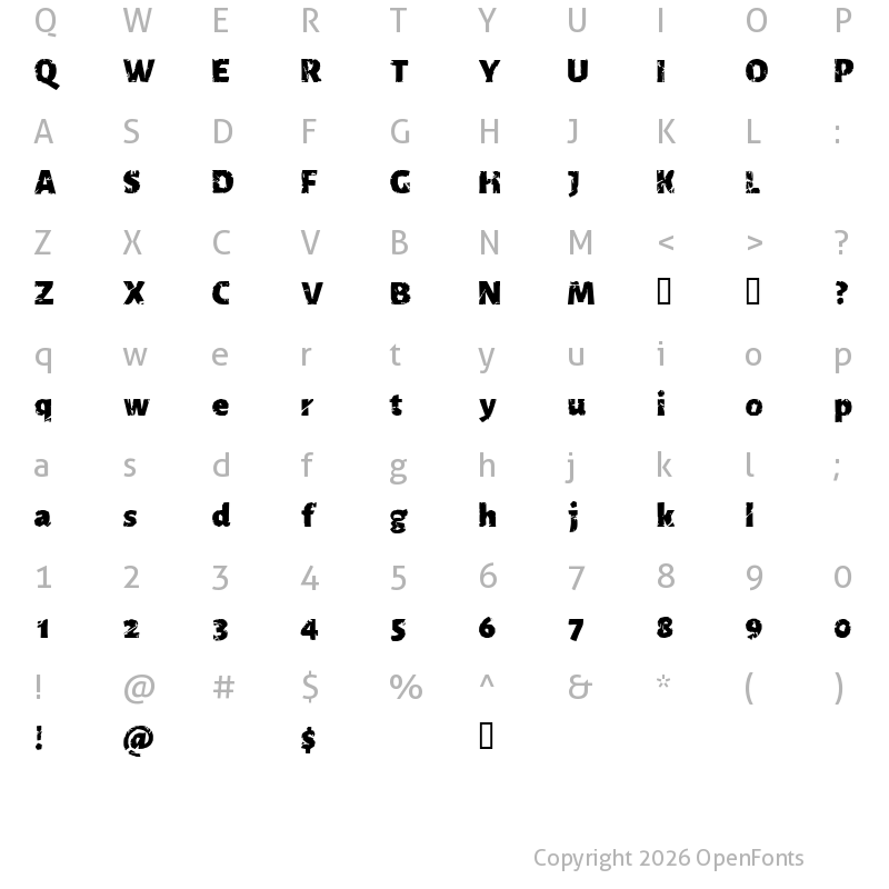 Character Map of CF Seek and Destroy PERSO Regular