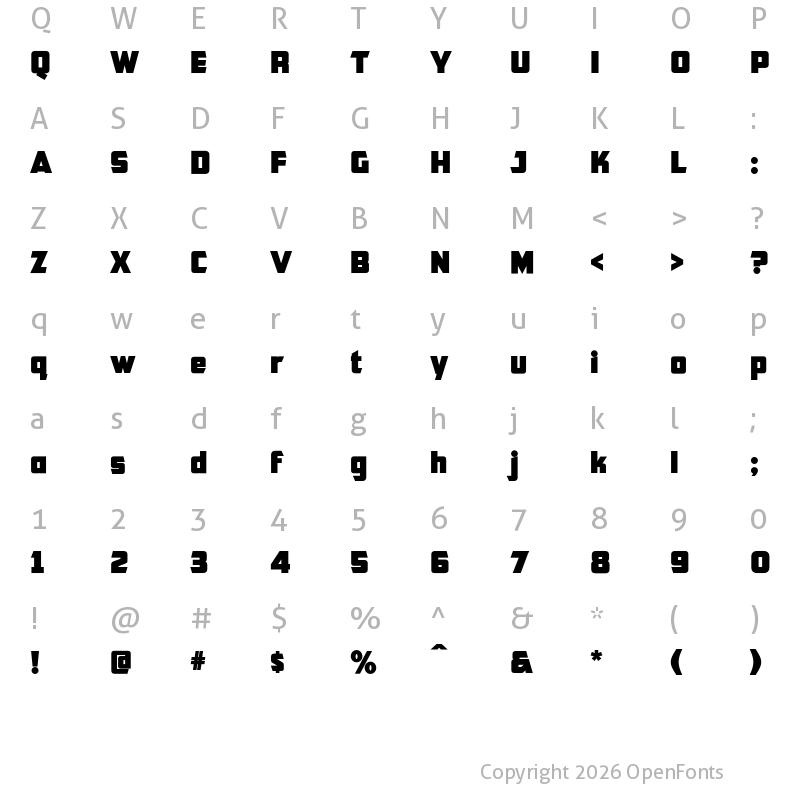 Character Map of CFB1 American Patriot SOLID 2 Italic