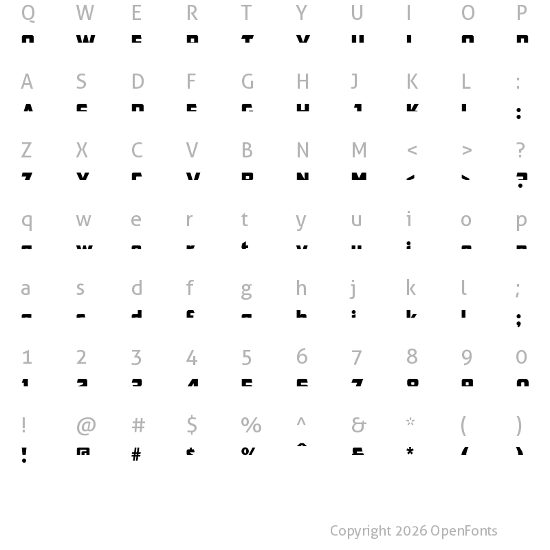 Character Map of CFB1 American Patriot SPANGLE 2 Italic