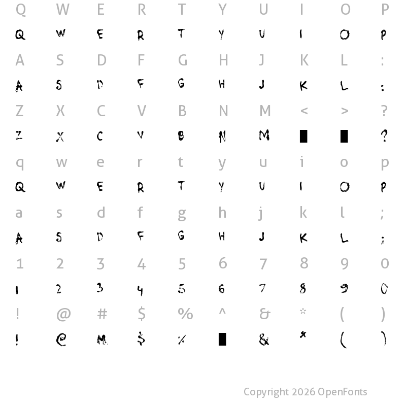 Character Map of Chainsaw Carnage Regular