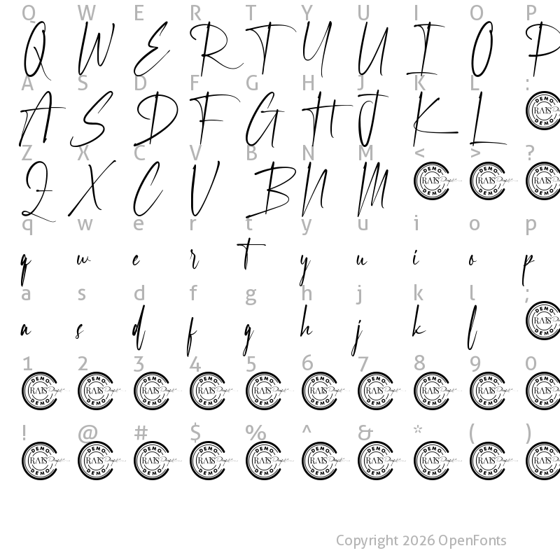 Character Map of Chalmette Demo Regular