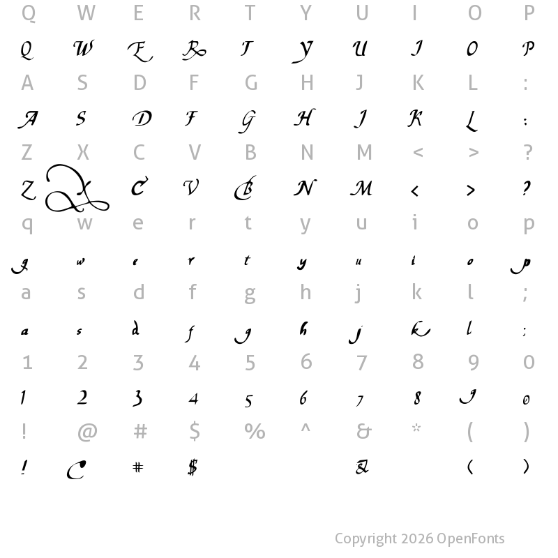 Character Map of chancelaresca chancelaresca pw