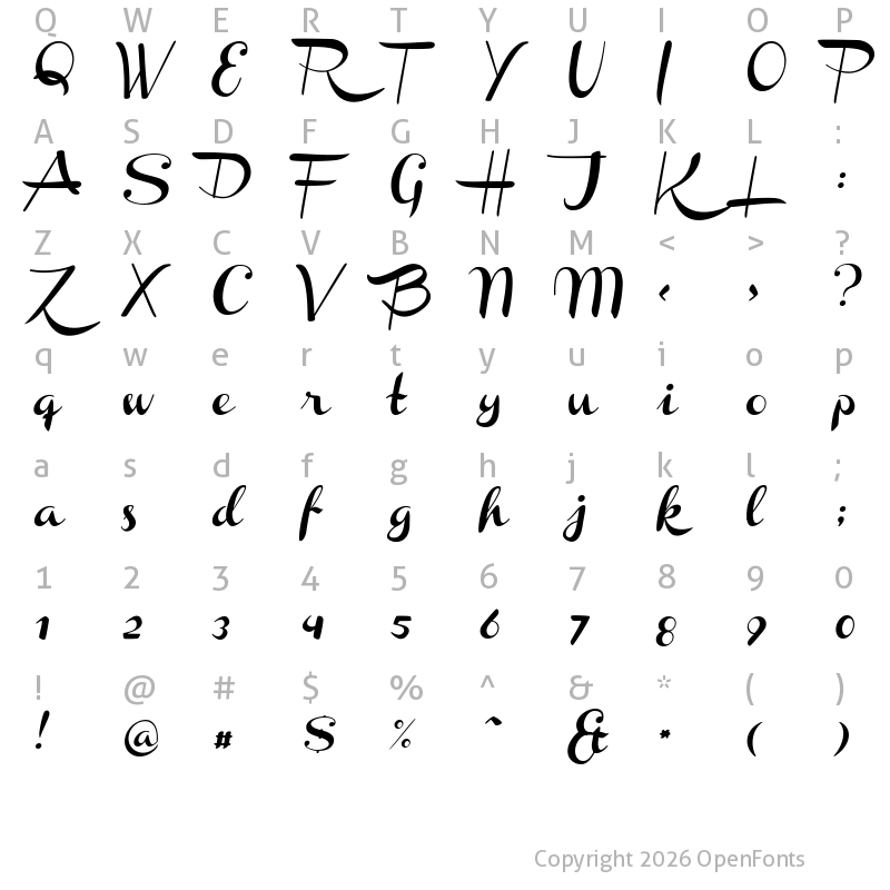 Character Map of Channel Slanted 1 Regular