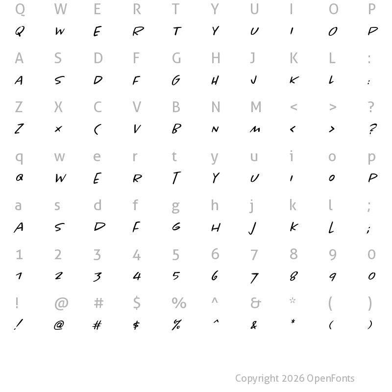 Character Map of Chantal Light Italic