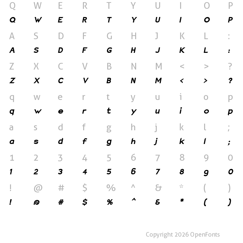 Character Map of Charger EcoBlack Oblique
