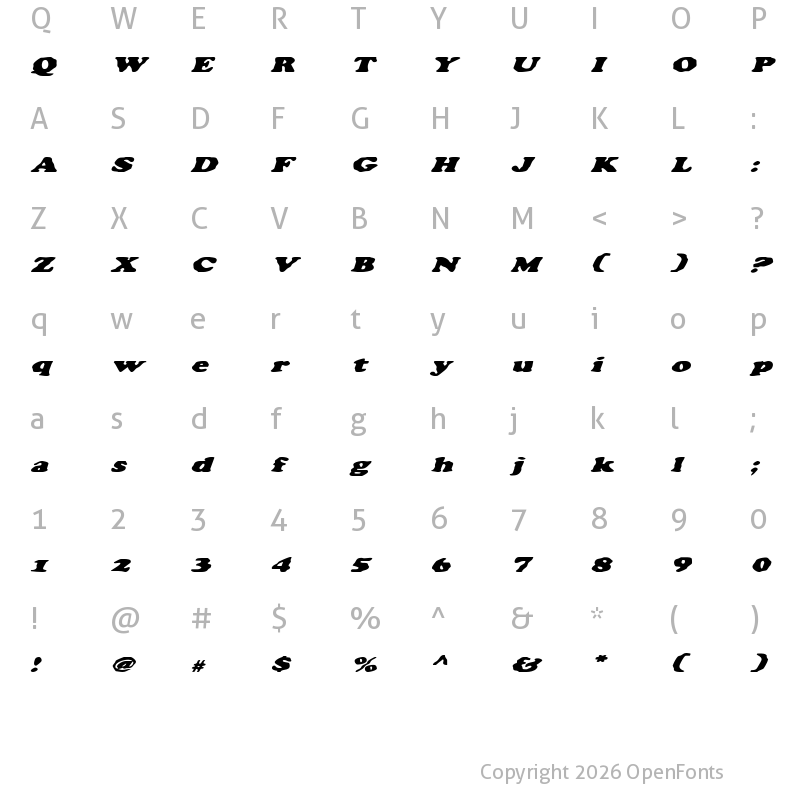 Character Map of Charlemagne Italic Italic