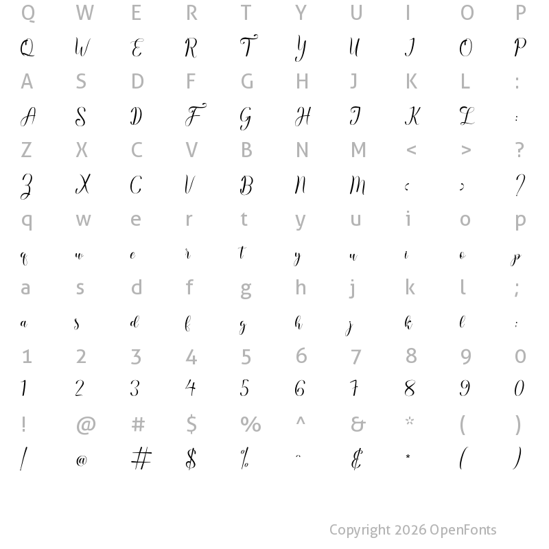 Character Map of Charlotte Script Regular