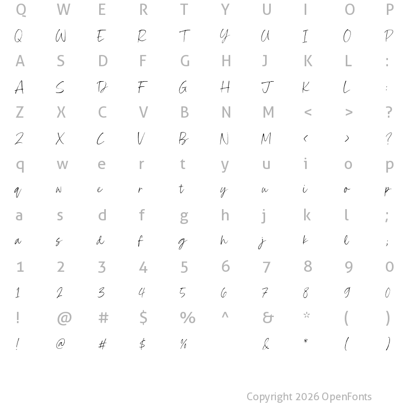 Character Map of Charlotte Signature Regular