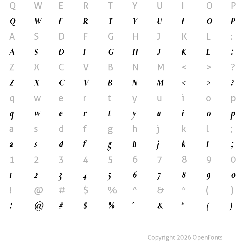 Character Map of Charlton Bold Italic