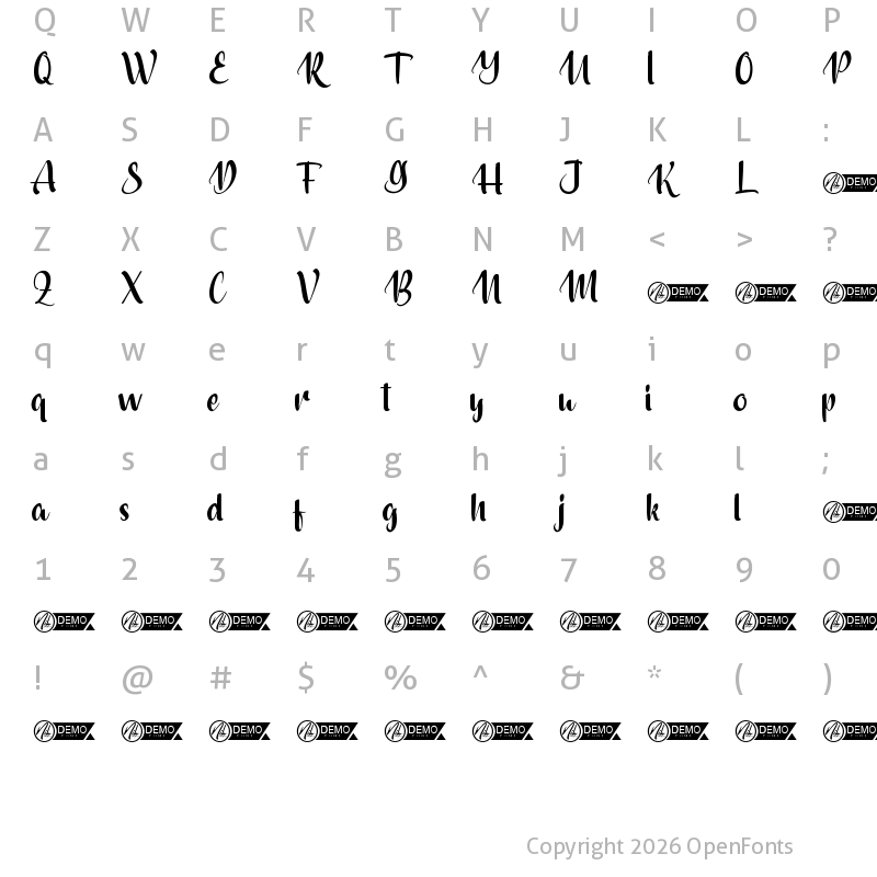 Character Map of Charly James Demo Regular
