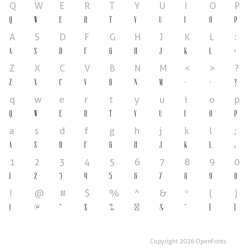 Character Map of Charmaine Regular