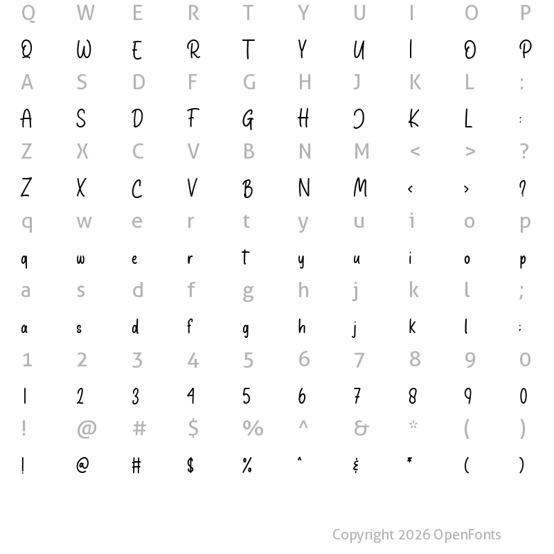 Character Map of Charming Childish Regular