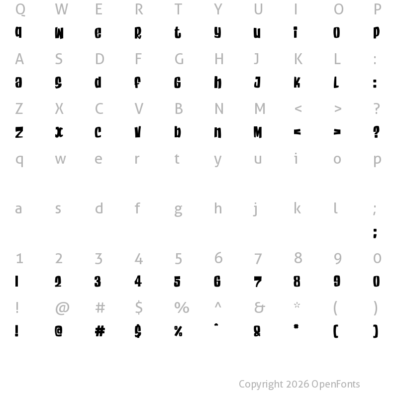 Character Map of Charming Sixties Regular