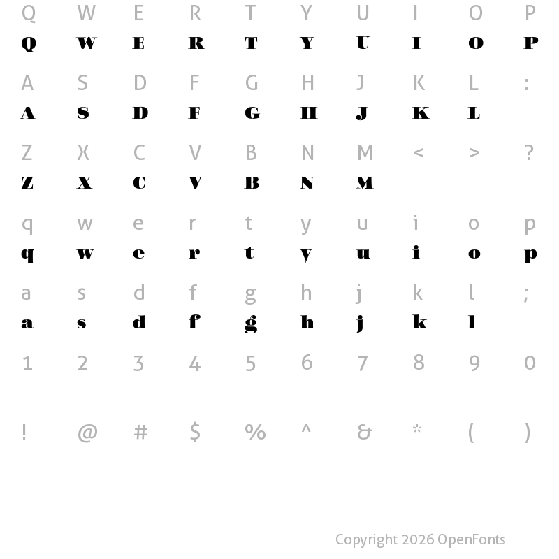 Character Map of Charpentier Classicistique Reduced Black