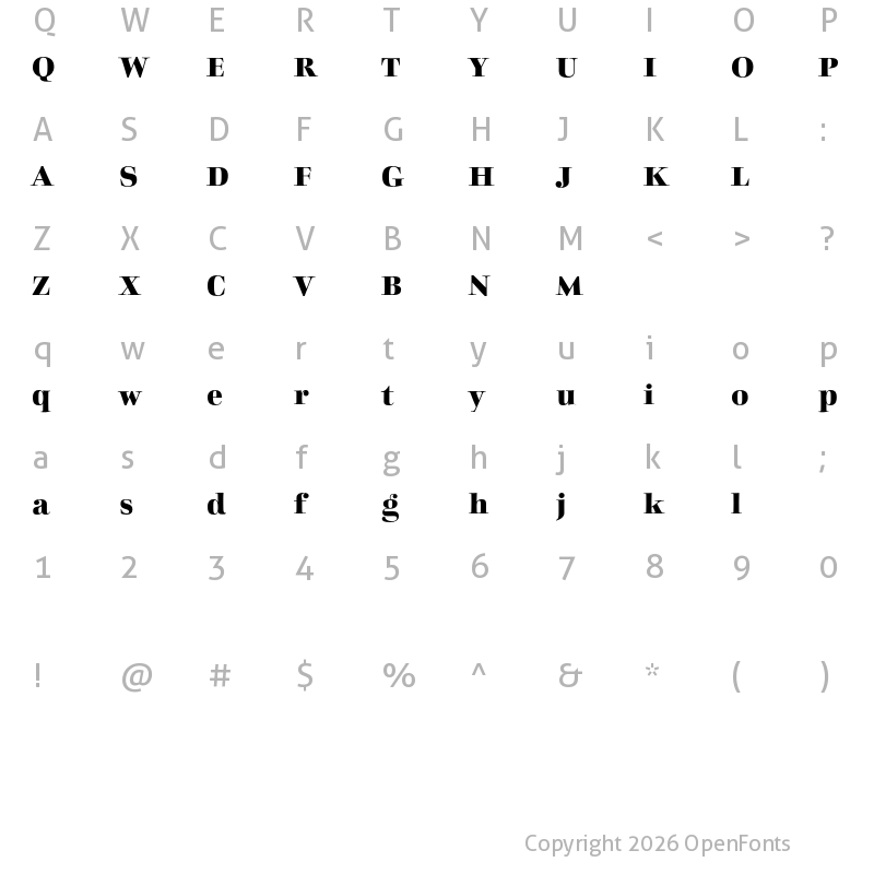 Character Map of Charpentier Classicistique Reduced Bold